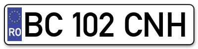 Placuta inmatriculare numar auto  BC-102-CNH, BC 102 CNH, BC102CNH