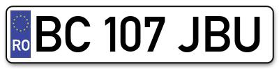 Placuta inmatriculare numar auto  BC-107-JBU, BC 107 JBU, BC107JBU
