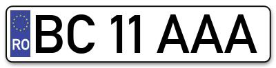 Placuta inmatriculare numar auto  BC-11-AAA, BC 11 AAA, BC11AAA