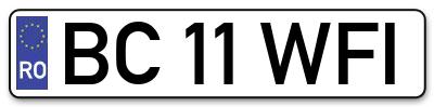 Placuta inmatriculare numar auto  BC-11-WFI, BC 11 WFI, BC11WFI