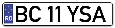 Placuta inmatriculare numar auto  BC-11-YSA, BC 11 YSA, BC11YSA