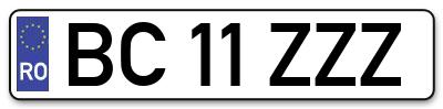 Placuta inmatriculare numar auto  BC-11-ZZZ, BC 11 ZZZ, BC11ZZZ