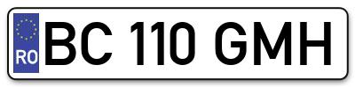 Placuta inmatriculare numar auto  BC-110-GMH, BC 110 GMH, BC110GMH