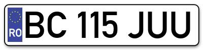 Placuta inmatriculare numar auto  BC-115-JUU, BC 115 JUU, BC115JUU