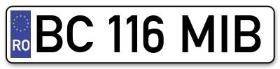 Placuta inmatriculare numar auto  BC-116-MIB, BC 116 MIB, BC116MIB