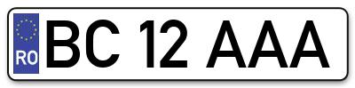 Placuta inmatriculare numar auto  BC-12-AAA, BC 12 AAA, BC12AAA
