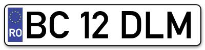 Placuta inmatriculare numar auto  BC-12-DLM, BC 12 DLM, BC12DLM