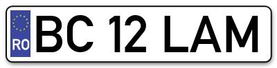 Placuta inmatriculare numar auto  BC-12-LAM, BC 12 LAM, BC12LAM