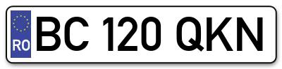 Placuta inmatriculare numar auto  BC-120-QKN, BC 120 QKN, BC120QKN