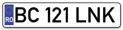 Placuta inmatriculare numar auto  BC-121-LNK, BC 121 LNK, BC121LNK