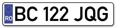 Placuta inmatriculare numar auto  BC-122-JQG, BC 122 JQG, BC122JQG