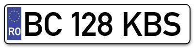 Placuta inmatriculare numar auto  BC-128-KBS, BC 128 KBS, BC128KBS