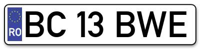 Placuta inmatriculare numar auto  BC-13-BWE, BC 13 BWE, BC13BWE