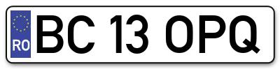 Placuta inmatriculare numar auto  BC-13-OPQ, BC 13 OPQ, BC13OPQ