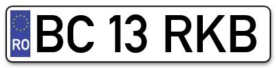 Placuta inmatriculare numar auto  BC-13-RKB, BC 13 RKB, BC13RKB