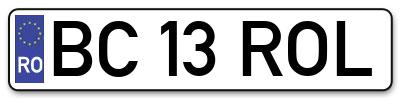Placuta inmatriculare numar auto  BC-13-ROL, BC 13 ROL, BC13ROL