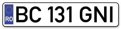 Placuta inmatriculare numar auto  BC-131-GNI, BC 131 GNI, BC131GNI
