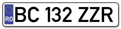 Placuta inmatriculare numar auto  BC-132-ZZR, BC 132 ZZR, BC132ZZR