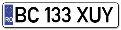 Placuta inmatriculare numar auto  BC-133-XUY, BC 133 XUY, BC133XUY