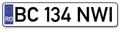 Placuta inmatriculare numar auto  BC-134-NWI, BC 134 NWI, BC134NWI