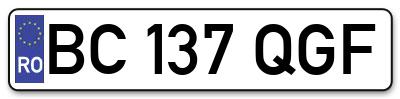 Placuta inmatriculare numar auto  BC-137-QGF, BC 137 QGF, BC137QGF