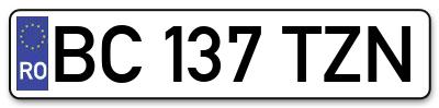 Placuta inmatriculare numar auto  BC-137-TZN, BC 137 TZN, BC137TZN