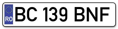 Placuta inmatriculare numar auto  BC-139-BNF, BC 139 BNF, BC139BNF