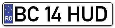 Placuta inmatriculare numar auto  BC-14-HUD, BC 14 HUD, BC14HUD