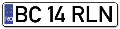Placuta inmatriculare numar auto  BC-14-RLN, BC 14 RLN, BC14RLN