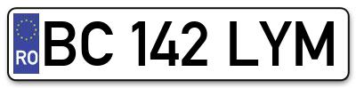 Placuta inmatriculare numar auto  BC-142-LYM, BC 142 LYM, BC142LYM
