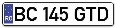 Placuta inmatriculare numar auto  BC-145-GTD, BC 145 GTD, BC145GTD