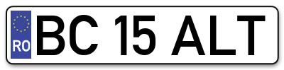 Placuta inmatriculare numar auto  BC-15-ALT, BC 15 ALT, BC15ALT