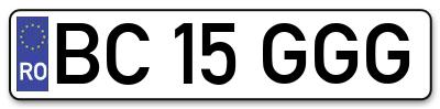 Placuta inmatriculare numar auto  BC-15-GGG, BC 15 GGG, BC15GGG