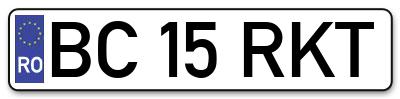 Placuta inmatriculare numar auto  BC-15-RKT, BC 15 RKT, BC15RKT