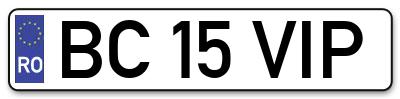 Placuta inmatriculare numar auto  BC-15-VIP, BC 15 VIP, BC15VIP