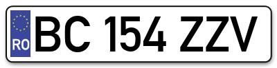 Placuta inmatriculare numar auto  BC-154-ZZV, BC 154 ZZV, BC154ZZV