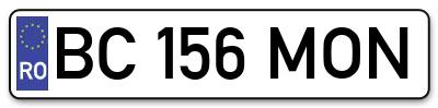 Placuta inmatriculare numar auto  BC-156-MON, BC 156 MON, BC156MON