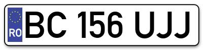Placuta inmatriculare numar auto  BC-156-UJJ, BC 156 UJJ, BC156UJJ