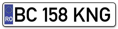 Placuta inmatriculare numar auto  BC-158-KNG, BC 158 KNG, BC158KNG