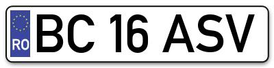 Placuta inmatriculare numar auto  BC-16-ASV, BC 16 ASV, BC16ASV