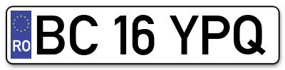 Placuta inmatriculare numar auto  BC-16-YPQ, BC 16 YPQ, BC16YPQ
