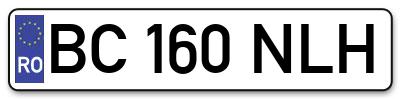 Placuta inmatriculare numar auto  BC-160-NLH, BC 160 NLH, BC160NLH