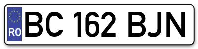 Placuta inmatriculare numar auto  BC-162-BJN, BC 162 BJN, BC162BJN