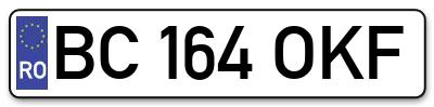 Placuta inmatriculare numar auto  BC-164-OKF, BC 164 OKF, BC164OKF