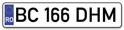 Placuta inmatriculare numar auto  BC-166-DHM, BC 166 DHM, BC166DHM