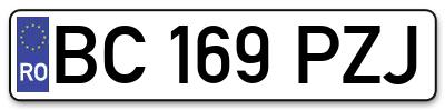 Placuta inmatriculare numar auto  BC-169-PZJ, BC 169 PZJ, BC169PZJ