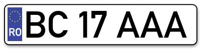 Placuta inmatriculare numar auto  BC-17-AAA, BC 17 AAA, BC17AAA