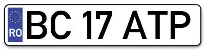 Placuta inmatriculare numar auto  BC-17-ATP, BC 17 ATP, BC17ATP
