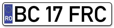 Placuta inmatriculare numar auto  BC-17-FRC, BC 17 FRC, BC17FRC