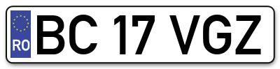 Placuta inmatriculare numar auto  BC-17-VGZ, BC 17 VGZ, BC17VGZ